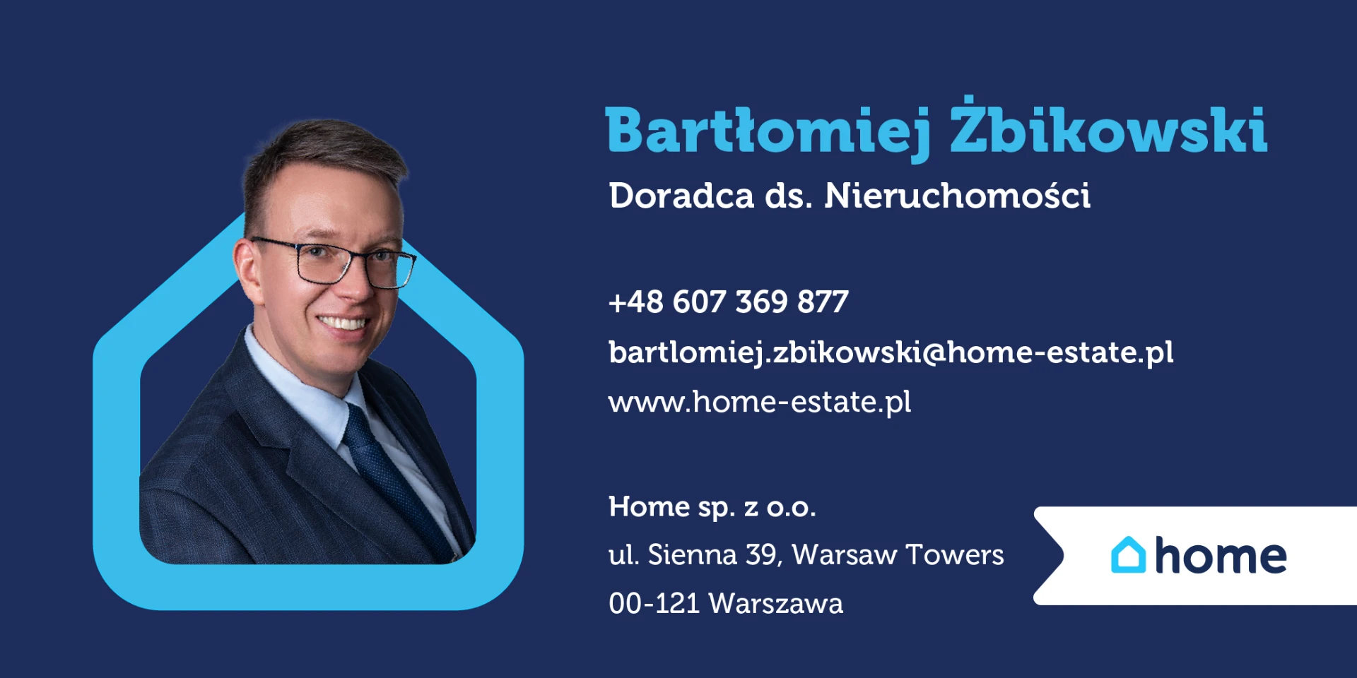 Wizytówka: Bartłomiej Żbikowski, doradca ds. nieruchomości Home Estate